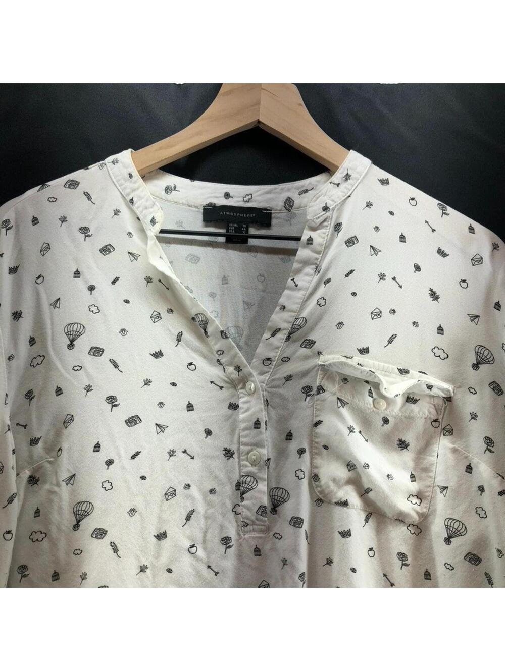 ATMOSPHERE WOMEN’S SHIRT BLOUSE TOP - SIZE 12 3/4 tabbed sleeves